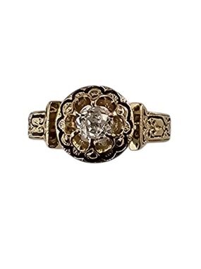 18K Yellow Gold European Cut Diamond Engagement Ring Size 5 #24615
